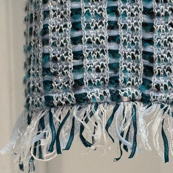 St. John Blue and White Patterned Midi Dress - Picture 6 of 15